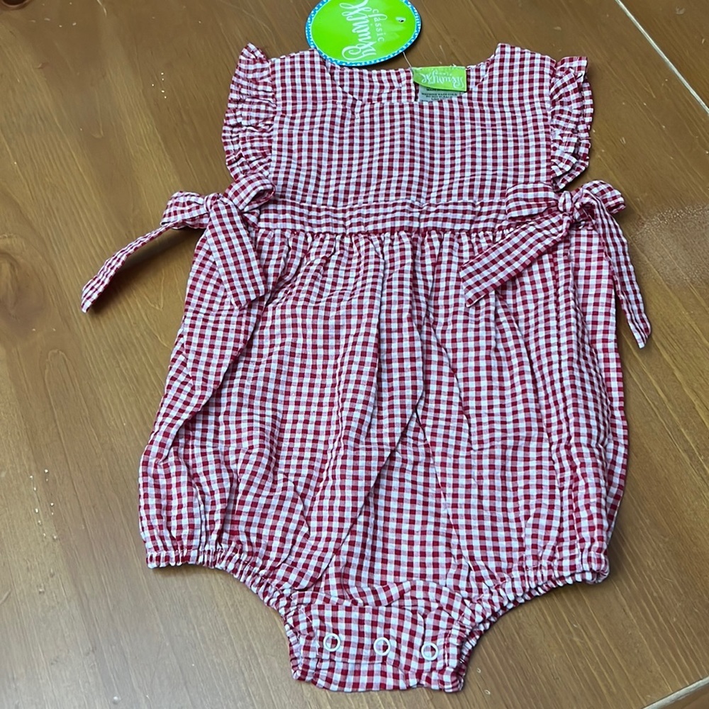 Red Gingham Kids Romper
